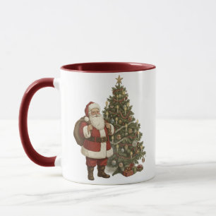 Vintage Kerstman & Kerstboom Mok