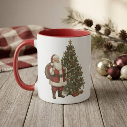 Vintage Kerstman & Kerstboom Mok