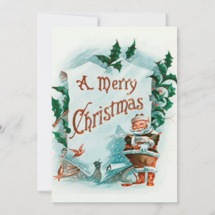 Vintage Kerstman Kerstman Merry Groet Kaart