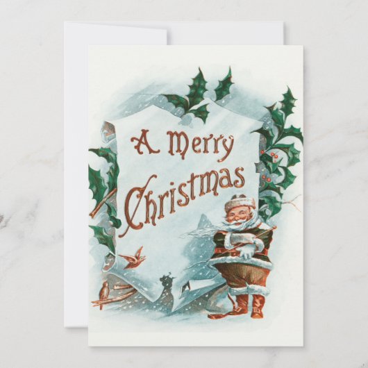 Vintage Kerstman Kerstman Merry Groet Kaart (Achterkant)
