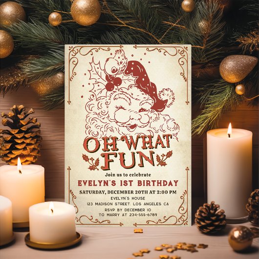 Vintage Kerstman Kerstman Verjaardagsfeest Kaart