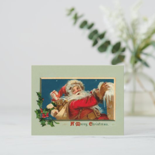 Vintage Kerstman Kerstmis Briefkaart (Staand voorkant)