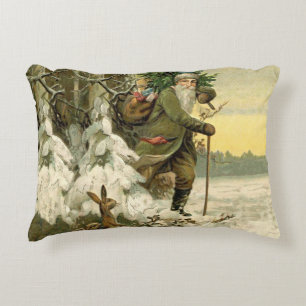 Vintage Kerstman Kerstmis Victoriaans Vakantie Boo Accent Kussen