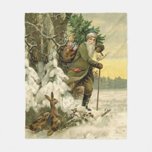 Vintage Kerstman Kerstmis Victoriaans Vakantie Boo Fleece Deken