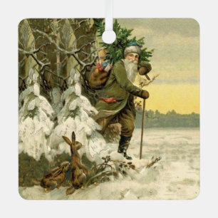 Vintage Kerstman Kerstmis Victoriaans Vakantie Boo Metalen Ornament