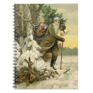 Vintage Kerstman Kerstmis Victoriaans Vakantie Boo Notitieboek