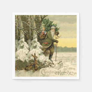 Vintage Kerstman Kerstmis Victoriaans Vakantie Boo Servetten
