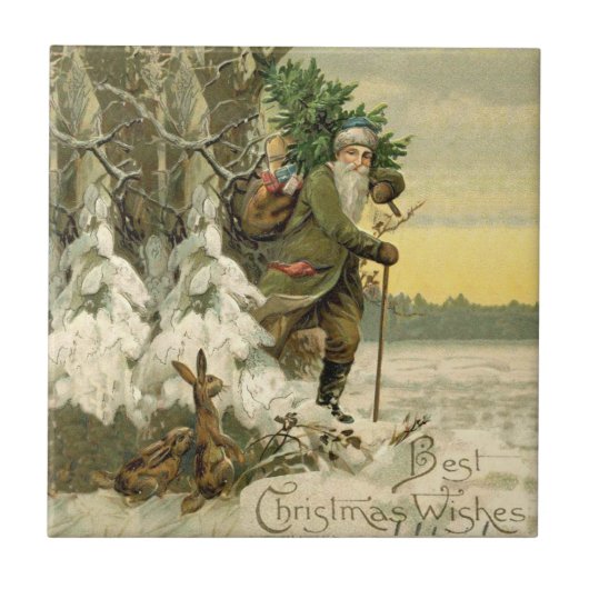 Vintage Kerstman Kerstmis Victoriaans Vakantie Boo Tegeltje (Voorkant)