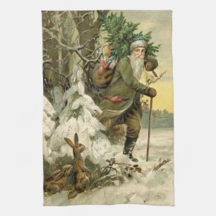 Vintage Kerstman Kerstmis Victoriaans Vakantie Boo Theedoek