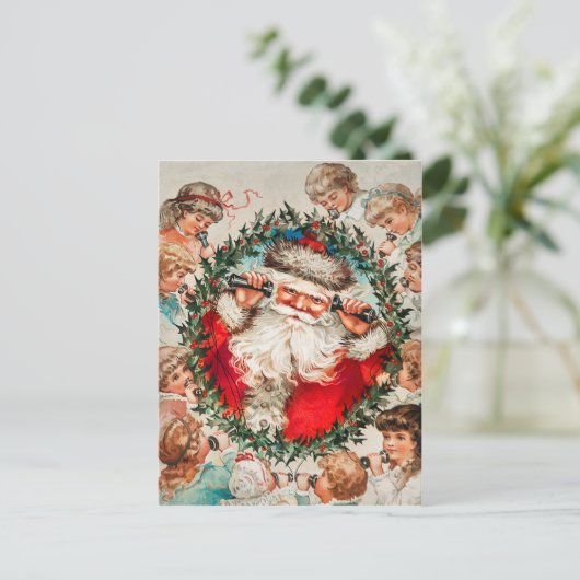 Vintage Kerstman Kinderen Briefkaart (Staand voorkant)