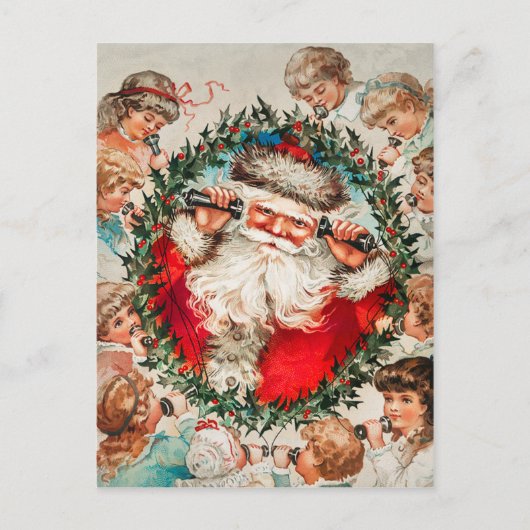 Vintage Kerstman Kinderen Briefkaart (Voorkant)