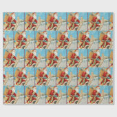 Vintage Kerstman met Cadeaus Cadeaupapier (Vlak)