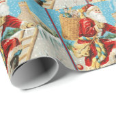 Vintage Kerstman met Cadeaus Cadeaupapier (Rol Hoek)