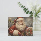 Vintage Kerstman met cadeaus Feestdagenkaart (Staand voorkant)