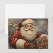 Vintage Kerstman met cadeaus Feestdagenkaart (Voorkant / Achterkant)