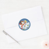 Vintage kerstman met Cadeaus Ronde Sticker (Envelop)