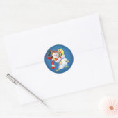 Vintage kerstman met Cadeaus Ronde Sticker (Envelop)