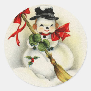 Vintage kerstman met een kamer ronde sticker