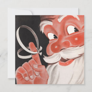 Vintage Kerstman met herinneringssnoer aan vinger Feestdagenkaart