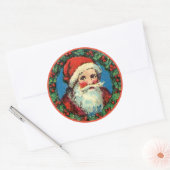 VINTAGE KERSTMAN MET HULST ROND STICKER (Envelop)