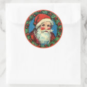 VINTAGE KERSTMAN MET HULST ROND STICKER (Tas)