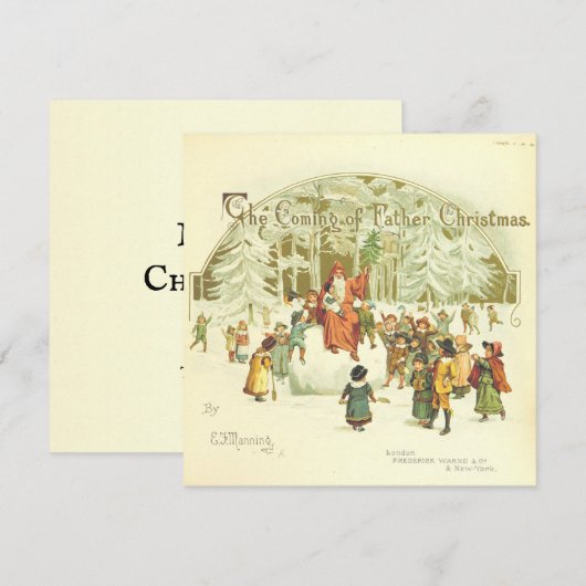 Vintage Kerstman met kinderen Feestdagenkaart (Voorkant / Achterkant)
