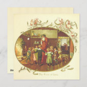 Vintage Kerstman met kinderen Feestdagenkaart (Voorkant / Achterkant)