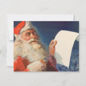 Vintage Kerstman met lijst uitnodiging (Voorkant)