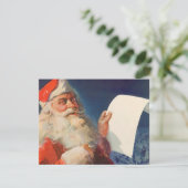 Vintage Kerstman met lijst uitnodiging (Staand voorkant)
