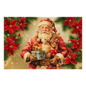 Vintage Kerstman met Poinsettia Perfect Poster (Voorkant)