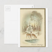 Vintage kerstman met sneeuwkaart feestdagenkaart (Voorkant / Achterkant)