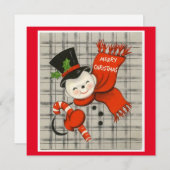 Vintage kerstman met snoepriet feestdagenkaart (Voorkant / Achterkant)