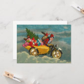 Vintage Kerstman op motor 7 x 5 Kaart (Voorkant / Achterkant in situ)