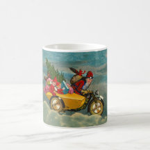 Vintage Kerstman op motorfiets