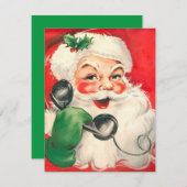 Vintage kerstman op telefoon feestdagenkaart (Voorkant / Achterkant)