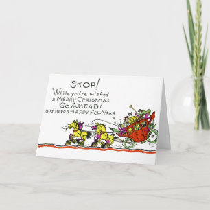 Vintage-kerstman-paard en Buggy-Humor-feestdag Feestdagen Kaart