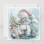 Vintage Kerstman pastel Feestdagenkaart (Voorkant)