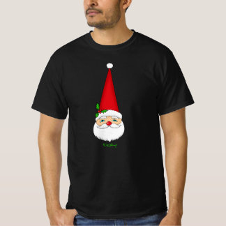 Vintage Kerstman Rode Kegel Hoed Kerstmis Donkere T-shirt