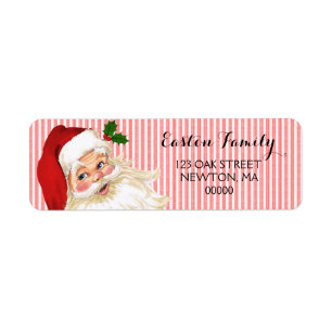 Vintage Kerstman Rood Witte Streep Etiket