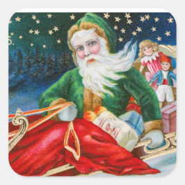 Vintage kerstman santa claus party Square sticker