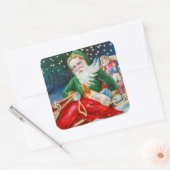 Vintage kerstman santa claus party Square sticker (Envelop)