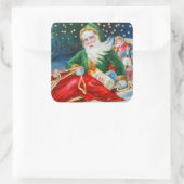 Vintage kerstman santa claus party Square sticker (Tas)