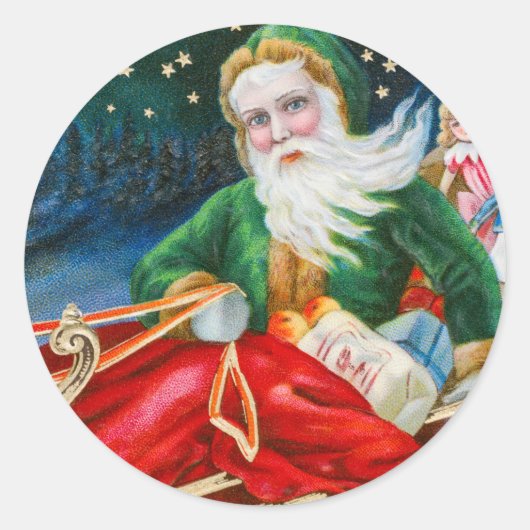 Vintage kerstman santa claus party Square sticker (Voorkant)