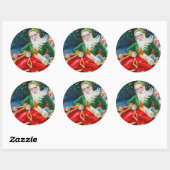 Vintage kerstman santa claus party Square sticker (Vel)