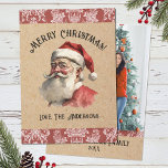 Vintage Kerstman Sinterklaas Foto Vakantie Feestdagenkaart<br><div class="desc">Vier de magie van Kerstmis met onze kerstman foto kerstkaart. De kerst Kaart is versierd met een illustratie van vrolijke Sinterklaas, op een kraftpapier achtergrond met je foto op de achterkant. Het geïnspireerde kunstwerk voegt een vleugje warmte en charme toe aan uw vakantieseizoen. Personaliseer deze vakantiekaarten met jouw naam en...</div>