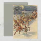 Vintage Kerstman Sinterklaas Rendier uitnodiging (Voorkant / Achterkant)