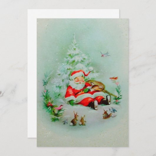 Vintage Kerstman Slapen Feestdagenkaart (Voorkant / Achterkant)