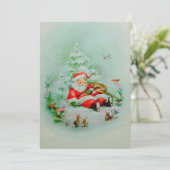 Vintage Kerstman Slapen Feestdagenkaart (Staand voorkant)