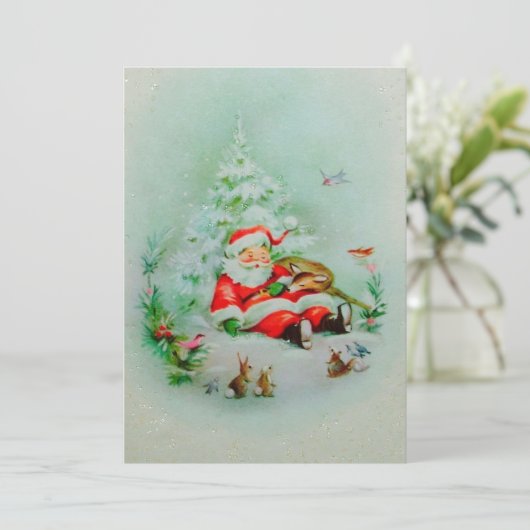 Vintage Kerstman Slapen Feestdagenkaart (Staand voorkant)