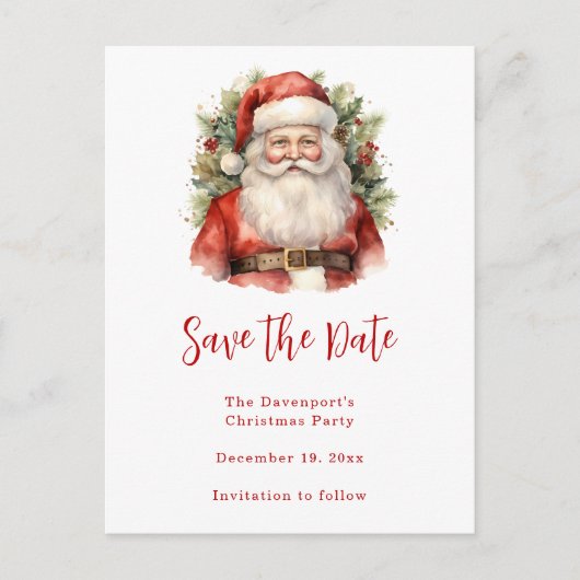 Vintage Kerstman Smiling Aankondigingskaart (Voorkant)